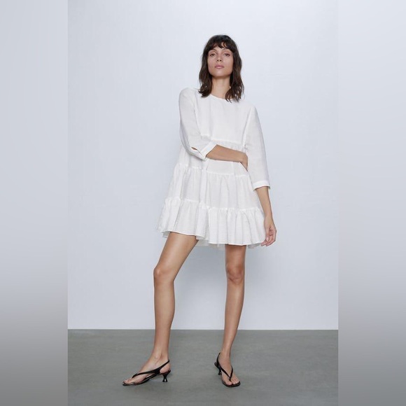 ZARA Textured Weave Dress - size XS white - Picture 10 of 13